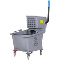 Lavex Janitorial 35 Qt. Gray Mop Bucket & Side Press Wringer Combo