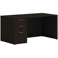 Hon Mod 30 inch x 60 inch Java Oak Laminate Desk with Storage Pedestal