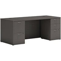 Hon Mod 30 inch x 72 inch Slate Teak Laminate Desk with 2 Storage Pedestals