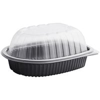 D&W Fine Pack 10" Black Microwavable Chicken Roaster Take-Out Container with Dome Lid - 200/Case