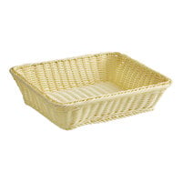 Acopa Weave 14" x 13" Rectangular Natural Woven Plastic Rattan Basket