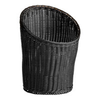 Acopa Weave 10" x 17" Round Black Woven Plastic Rattan Basket