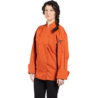 Uncommon Threads Vigor Pro Vent Unisex Lightweight Orange Customizable Long Sleeve Chef Coat with Mesh Back 0705 - L