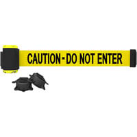 Banner Stakes 7' Yellow Caution - Do Not Enter Magnetic Wall Mount Belt Barrier MH7003