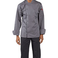 Uncommon Chef Vigor Pro Vent Unisex Lightweight Slate Customizable Long Sleeve Chef Coat with Mesh Back 0705 - M