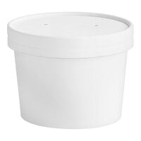 Choice 12 oz. Double Poly-Coated White Paper Food Cup with Vented Paper Lid - 250/Case