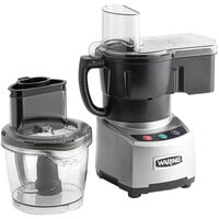Waring WFP16SC Combination Food Processor with 4 Qt. Clear Bowl, Continuous Feed Attachment, and 3 Discs - 2 hp