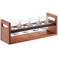 Acopa Mahogany Write-On Drop-In Flight Carrier with 4.5 oz. Memphis Espresso / Rocks Glasses
