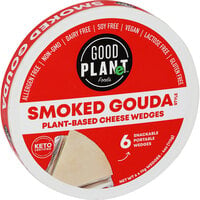 GOOD PLANeT 4 oz. Smoked Gouda Plant-Based Snackable Cheese Wedges 6-Piece Wheel - 9/Case