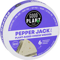 GOOD PLANeT 4 oz. Pepper Jack Plant-Based Snackable Cheese Wedges 6-Piece Wheel - 9/Case