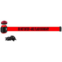 Banner Stakes 15' Red "Do Not Enter - Arc Flash Boundary" Magnetic Wall Mount Belt Barrier with Light Kit MH1511L