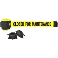 Banner Stakes 30' Yellow "Closed for Maintenance" Magnetic Wall Mount Belt Barrier MH5006