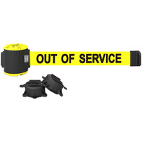 Banner Stakes 30' Yellow "Out of Service" Magnetic Wall Mount Belt Barrier MH5005