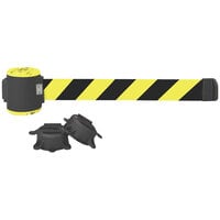 Banner Stakes 30' Yellow/Black Diagonal Stripe Magnetic Wall Mount Belt Barrier MH5007