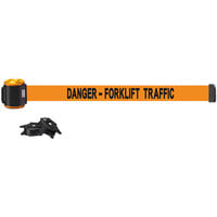 Banner Stakes 15' Orange "Danger - Forklift Traffic" Magnetic Wall Mount Belt Barrier MH1513