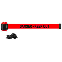 Banner Stakes 15' Red "Danger - Keep Out" Magnetic Wall Mount Belt Barrier MH1509