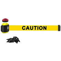 Banner Stakes 15' Yellow "Caution" Magnetic Wall Mount Belt Barrier with Light Kit MH1501L