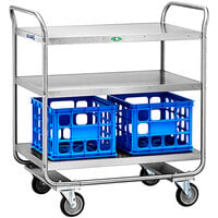 Lakeside 2444 36 inch x 22 inch x 40 5/8 inch 3-Shelf Stainless Steel Milk Crate Transport Cart