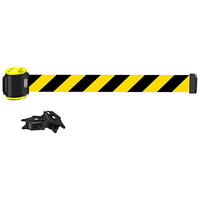 Banner Stakes 15' Yellow/Black Diagonal Stripe Magnetic Wall Mount Belt Barrier MH1507