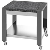 Lakeside 160142 32 inch x 32 inch x 37 inch Traveler Stainless Steel Mobile Serving Table with Black Top