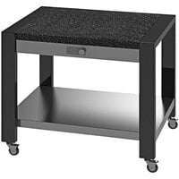 Lakeside 160143 32 inch x 36 inch x 37 inch Traveler Stainless Steel Mobile Serving Table with Black Top