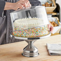 Choice 13 inch Stainless Steel Cake Stand with Clear Round Cover