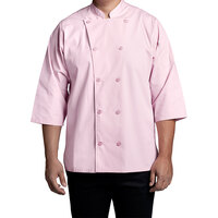 Uncommon Chef Epic Unisex Lightweight Pink Customizable 3/4 Length Sleeve Chef Coat with Side Vents 0975 - S