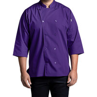 Uncommon Chef Epic Unisex Lightweight Grape Customizable 3/4 Length Sleeve Chef Coat with Side Vents 0975 - 2X