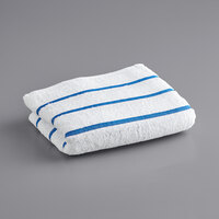 Welspun 30 inch x 64 inch Blue Stripes Cotton / Poly Weft Stripe Pool Towel 13 lb. - 36/Case