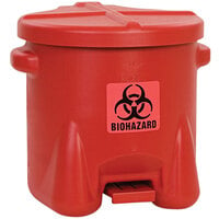Eagle Manufacturing 10 Gallon Red Hands-Free Biohazardous Waste Can 945BIO