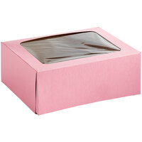Baker's Mark 9" x 7" x 3 1/2" Pink Auto-Popup Window Bakery Box - 200/Bundle