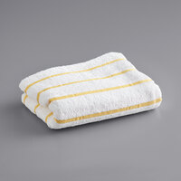 Welspun 30 inch x 64 inch Yellow Stripes Cotton / Poly Weft Stripe Pool Towel 13 lb. - 36/Case