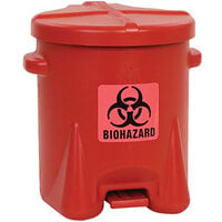 Eagle Manufacturing 6 Gallon Red Hands-Free Biohazardous Waste Can 943BIO