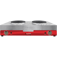 Avantco 177EB202SBSA Double Burner Solid Top Stainless Steel Portable Electric Side-by-Side Hot Plate - 1,800W, 120V