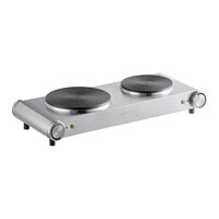 Avantco 177EBS102 Double Burner Solid Top Portable Electric Hot Plate - 1,800W, 120V