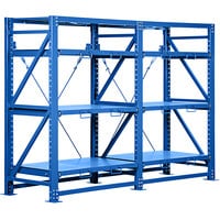Vestil 32 inch x 114 inch x 80 inch Heavy-Duty Steel Equipment Shelving Kit with 6 Roll-Out Shelves, 20 inch Shelf Extension, and 12,000 lb. Capacity VRSOR-114