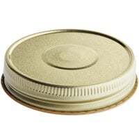 70/450 Gold Metal Lid with Plastisol Liner and Button - 725/Case