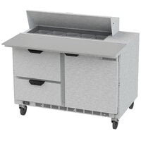 Beverage-Air SPED48HC-10C-2 48 inch 1 Door 2 Drawer Cutting Top Refrigerated Sandwich Prep Table with 17 inch Wide Cutting Board