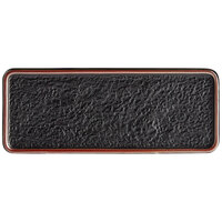 Sample - Acopa Heika 11 7/16 inch x 4 1/2 inch Black Matte Textured Rectangular Flat Stoneware Plate