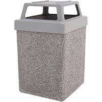 Wausau Tile TF1040 53 Gallon Concrete Square Trash Receptacle with Plastic Four-Way Lid