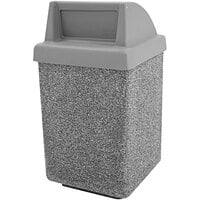 Wausau Tile TF1030 53 Gallon Concrete Square Customizable Trash Receptacle with Plastic Push-Door Top