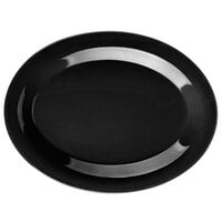 GET OP-950-BK 9 3/4" x 7 1/4" Black Elegance Oval Black Platter - 24/Case