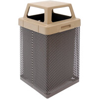 Wausau Tile MF3053 35 Gallon Steel Square Customizable Trash Receptacle with Plastic Four-Way Top