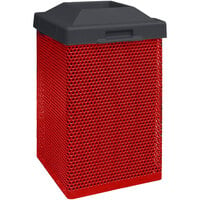 Wausau Tile MF3051 35 Gallon Steel Square Customizable Trash Receptacle with Plastic Pitch-In Top
