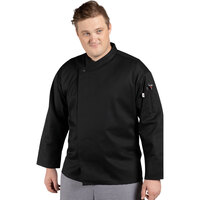 Uncommon Threads Santorini Unisex Black Customizable Long Sleeve Chef Coat 0489 - 5X