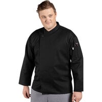 Uncommon Chef Santorini Unisex Black Customizable Long Sleeve Chef Coat 0489 - S