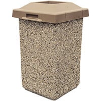 Wausau Tile TF1010 30 Gallon Concrete Square Trash Receptacle with Plastic Pitch-In Lid