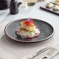 Sample - Acopa Heika 11 inch Black Matte Textured Coupe Stoneware Plate