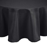 Intedge 132 inch Round Black 100% Polyester Hemmed Cloth Table Cover