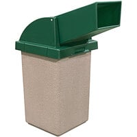Wausau Tile TF1021 30 Gallon Concrete Square Trash Receptacle with Plastic Drive-Up Lid
